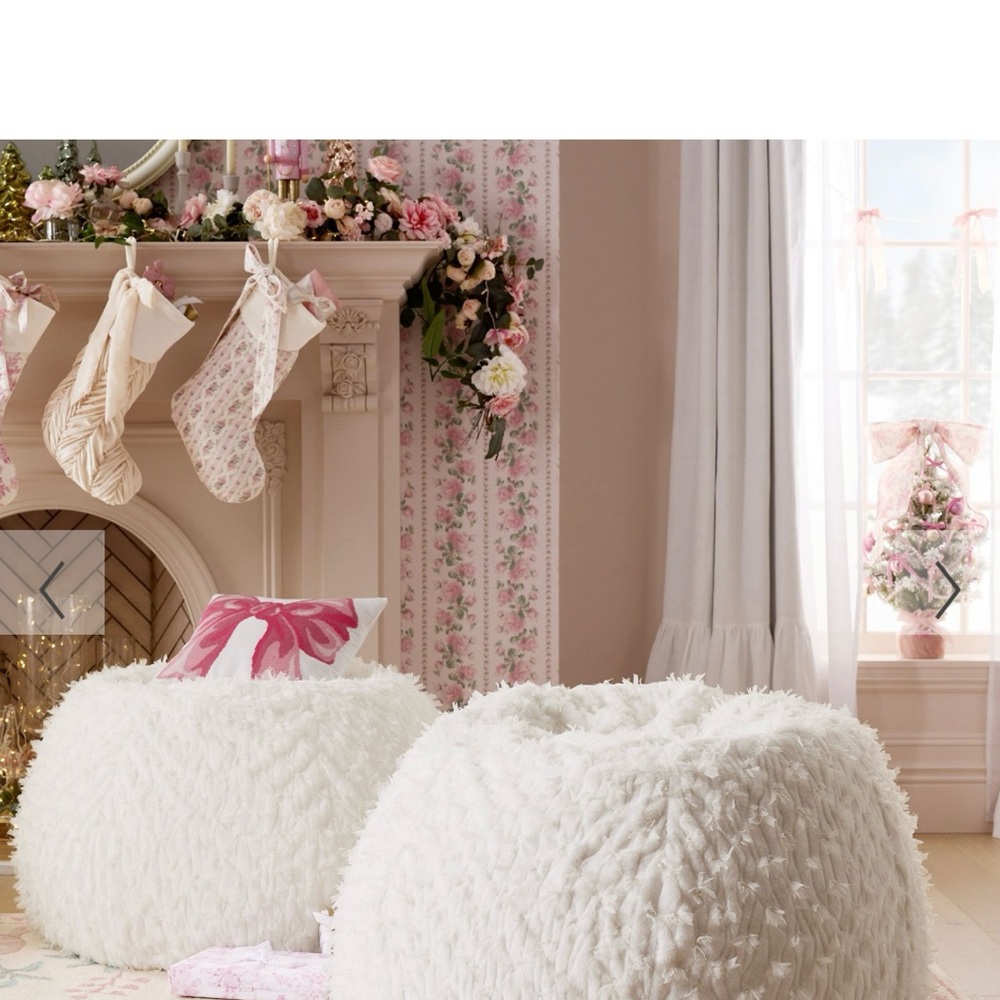 POTTERY BARN LoveShackFancy Bow Bean Bag Chair SlipCover *Ivory (Large) NEW!